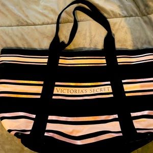 Pink and black tote
